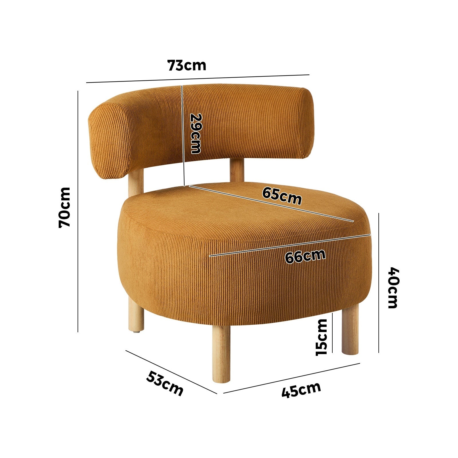 Oikiture 2x Wooden Armchair Lounge Chair Velvet Accent Armchairs Orange - Sunyee