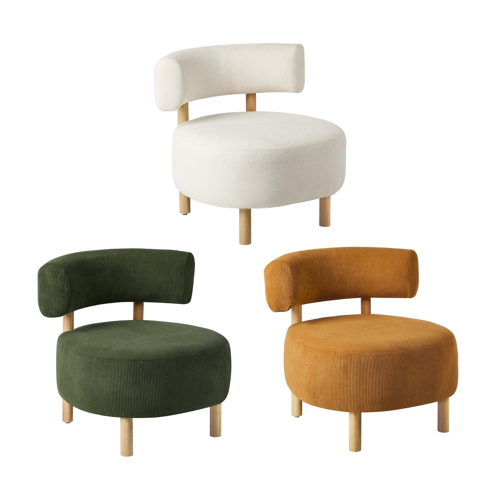 Oikiture Wooden Armchair Lounge Chair Velvet/Linen Fabric Accent Armchairs - Sunyee