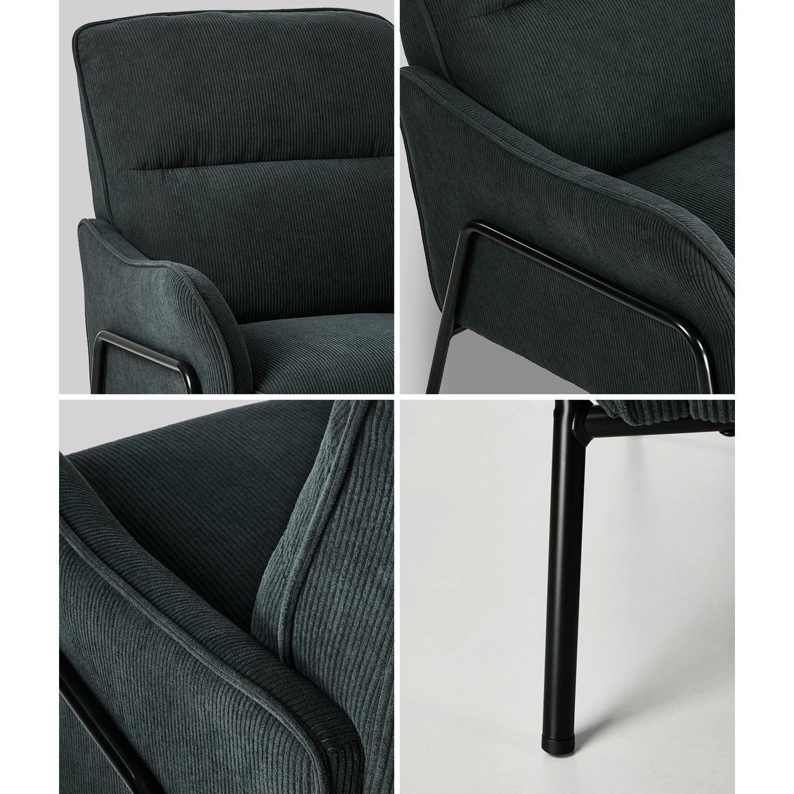 Oikiture Armchair Velvet Fabric Lounge Chair Accent Chair Grey - Sunyee