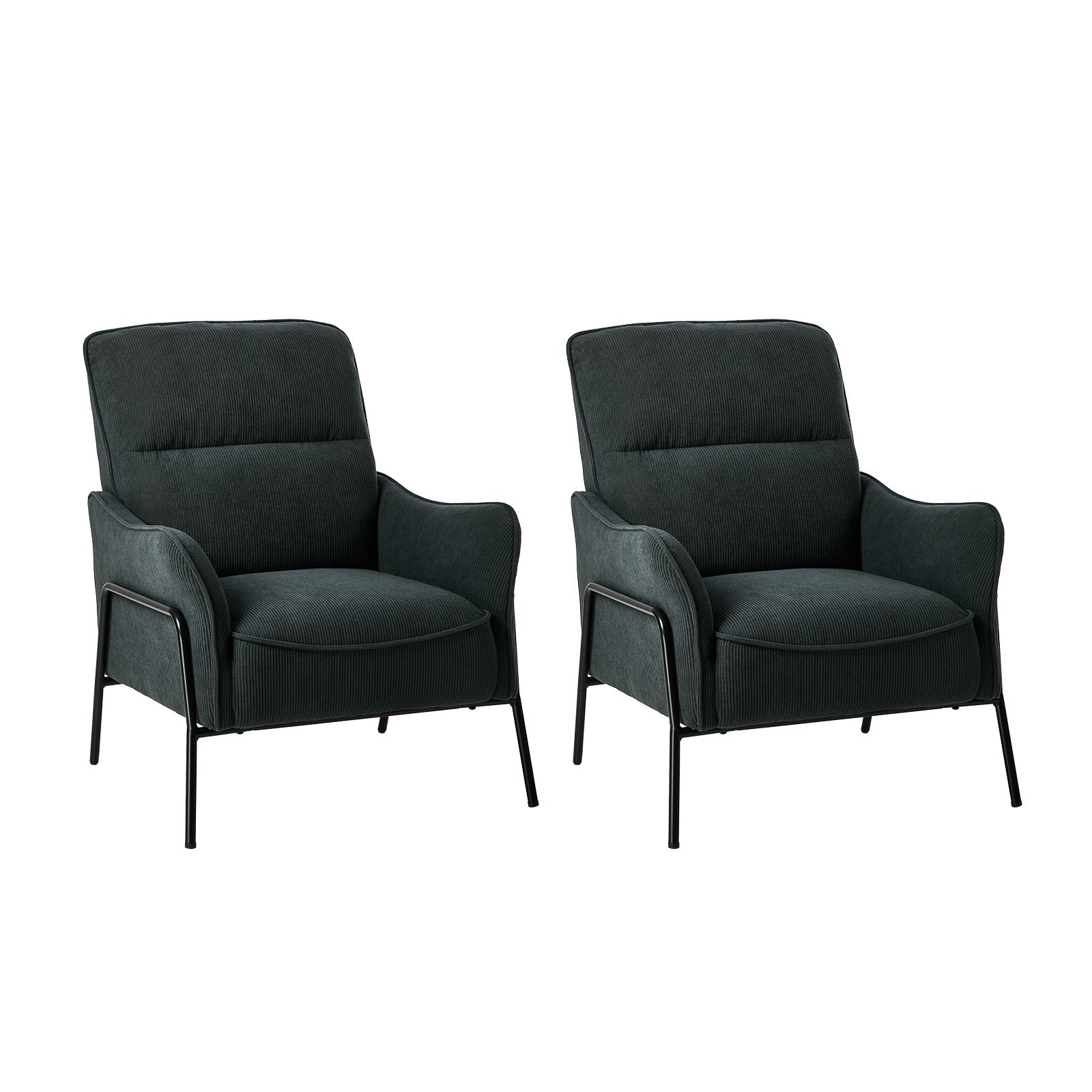 Oikiture 2x Armchair Chenille Fabric Lounge Chair Accent Chair Grey - Sunyee