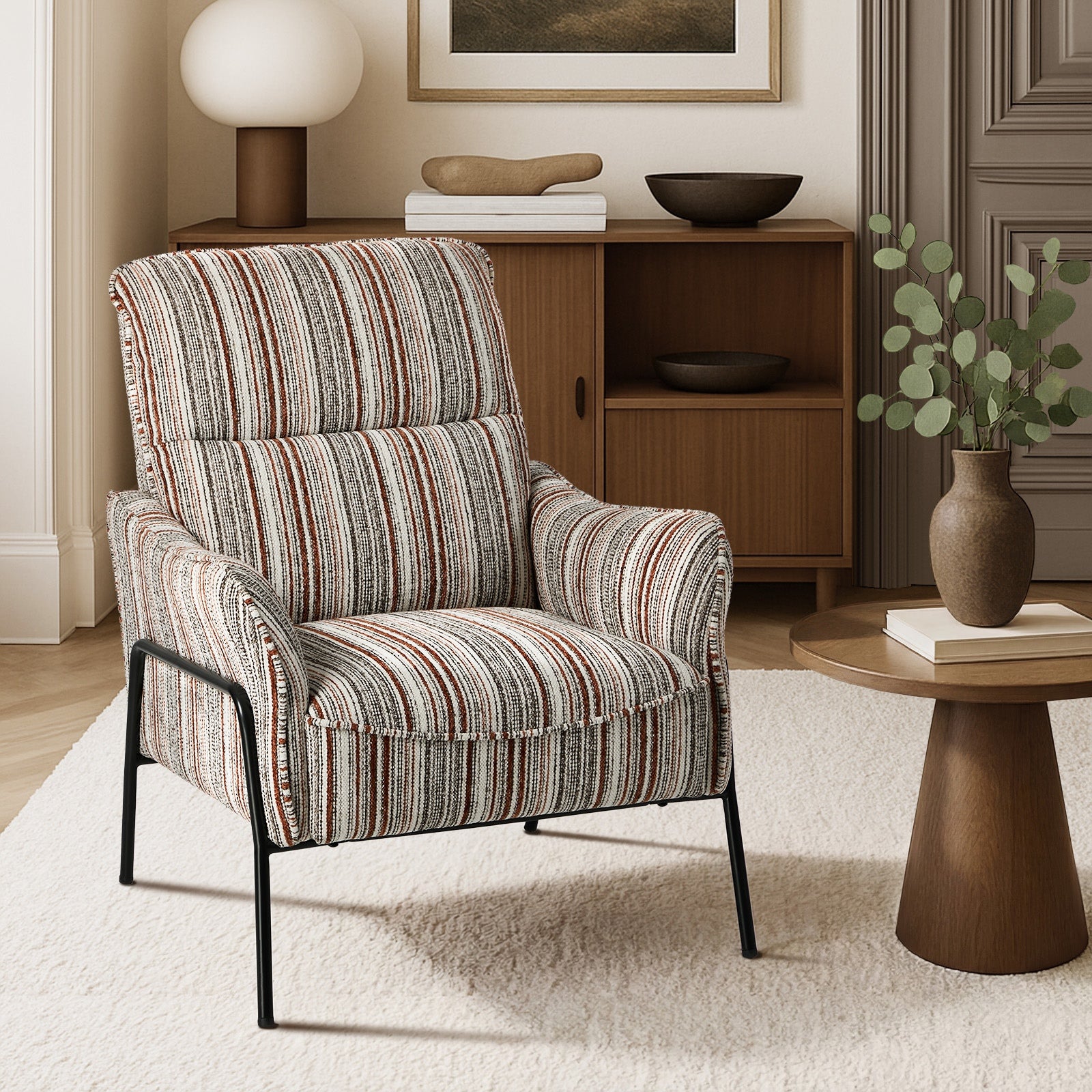 Oikiture Armchair Chenille Fabric Lounge Chair Accent Chair Brown - Sunyee