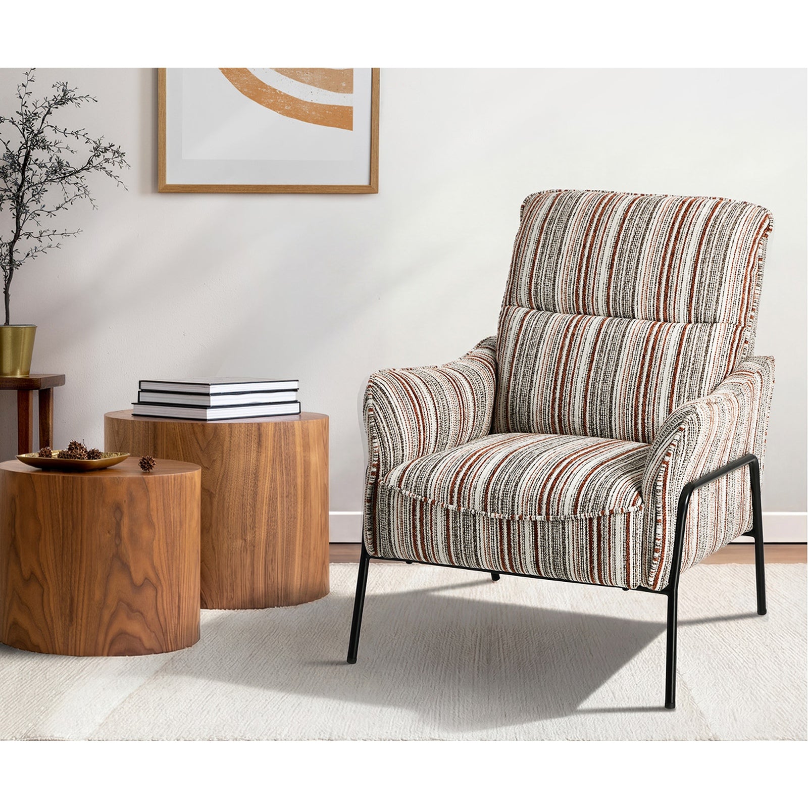 Oikiture Armchair Chenille Fabric Lounge Chair Accent Chair Brown - Sunyee