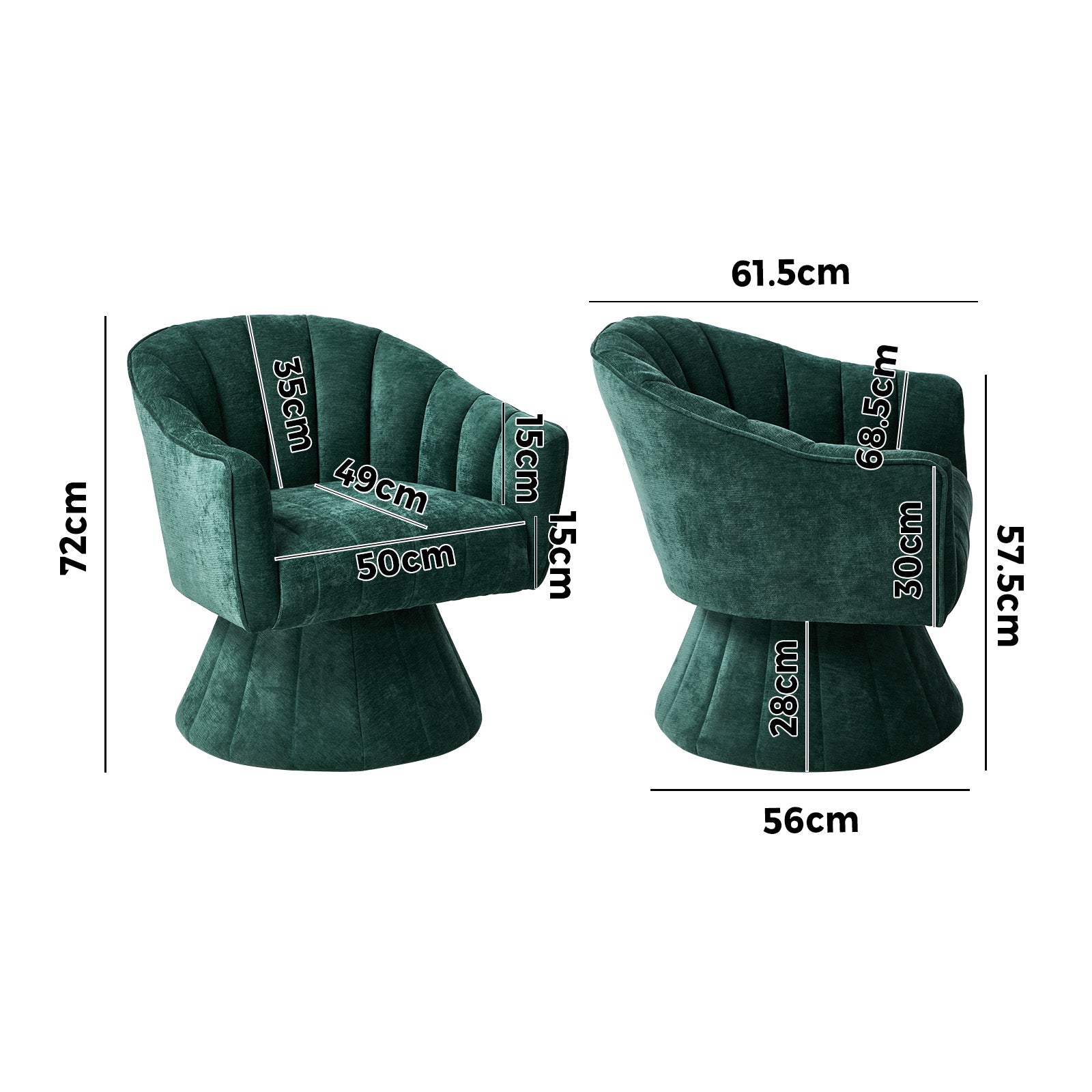 Oikiture Swivel Armchair Linen Fabric Lounge Chair Accent Chair Green - Sunyee