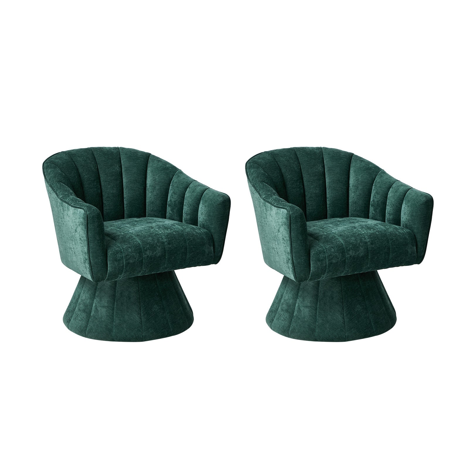 Oikiture 2x Swivel Armchair Linen Fabric Lounge Chair Accent Chair Green - Sunyee