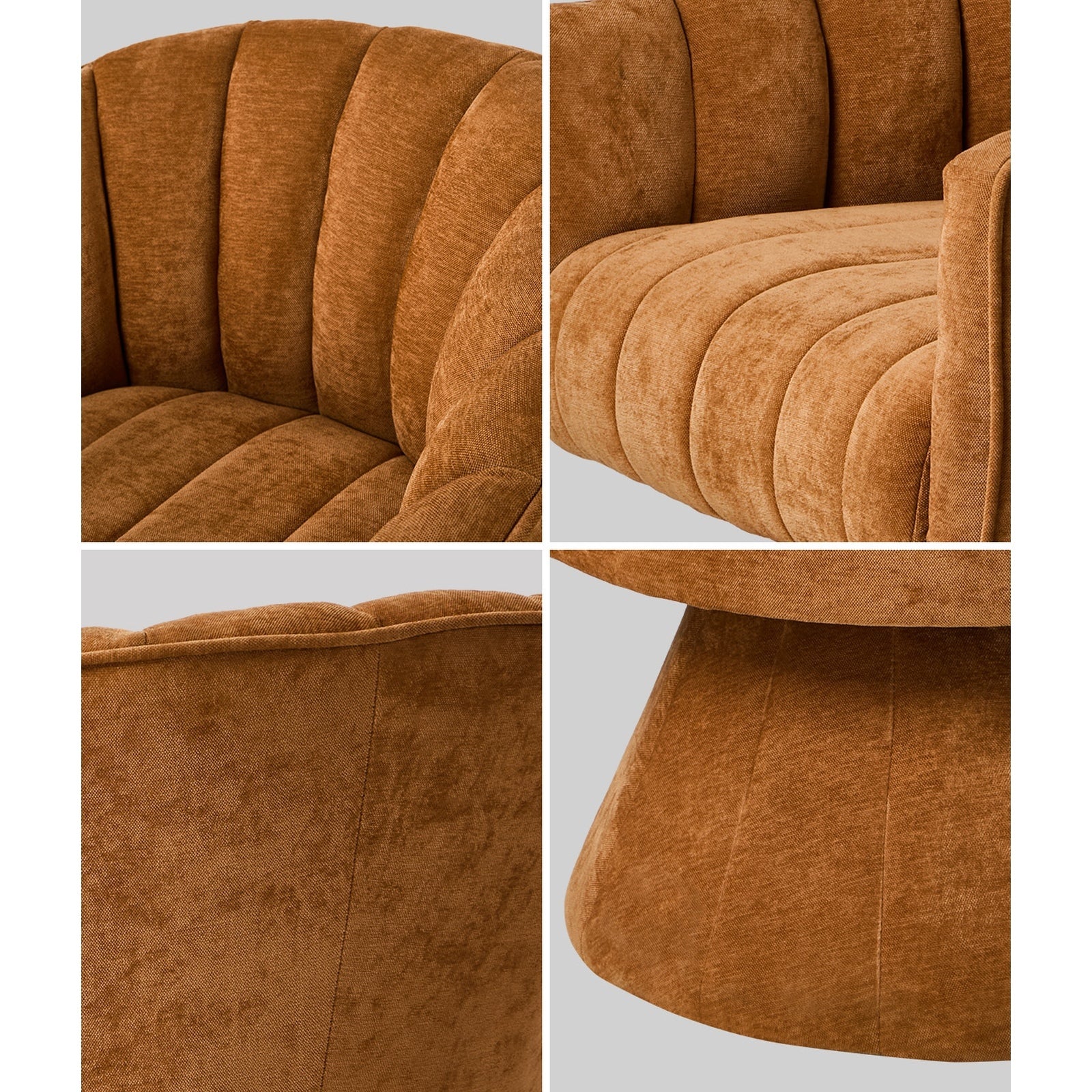 Oikiture 2x Swivel Armchair Linen Fabric Lounge Chair Accent Chair Orange - Sunyee