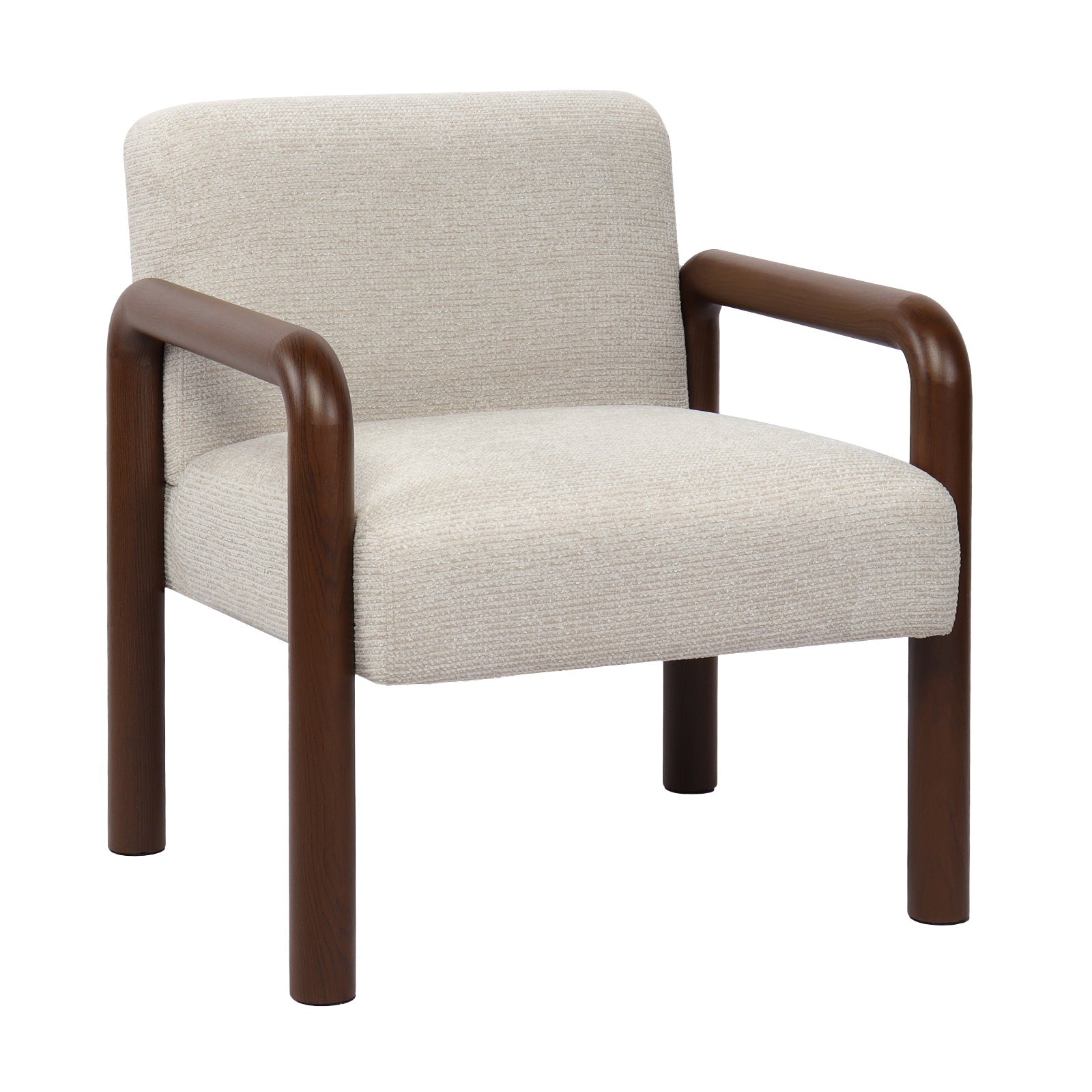 Oikiture Armchair Fabric Accent Chair Lounge Sofa Walunt Timber Look Legs