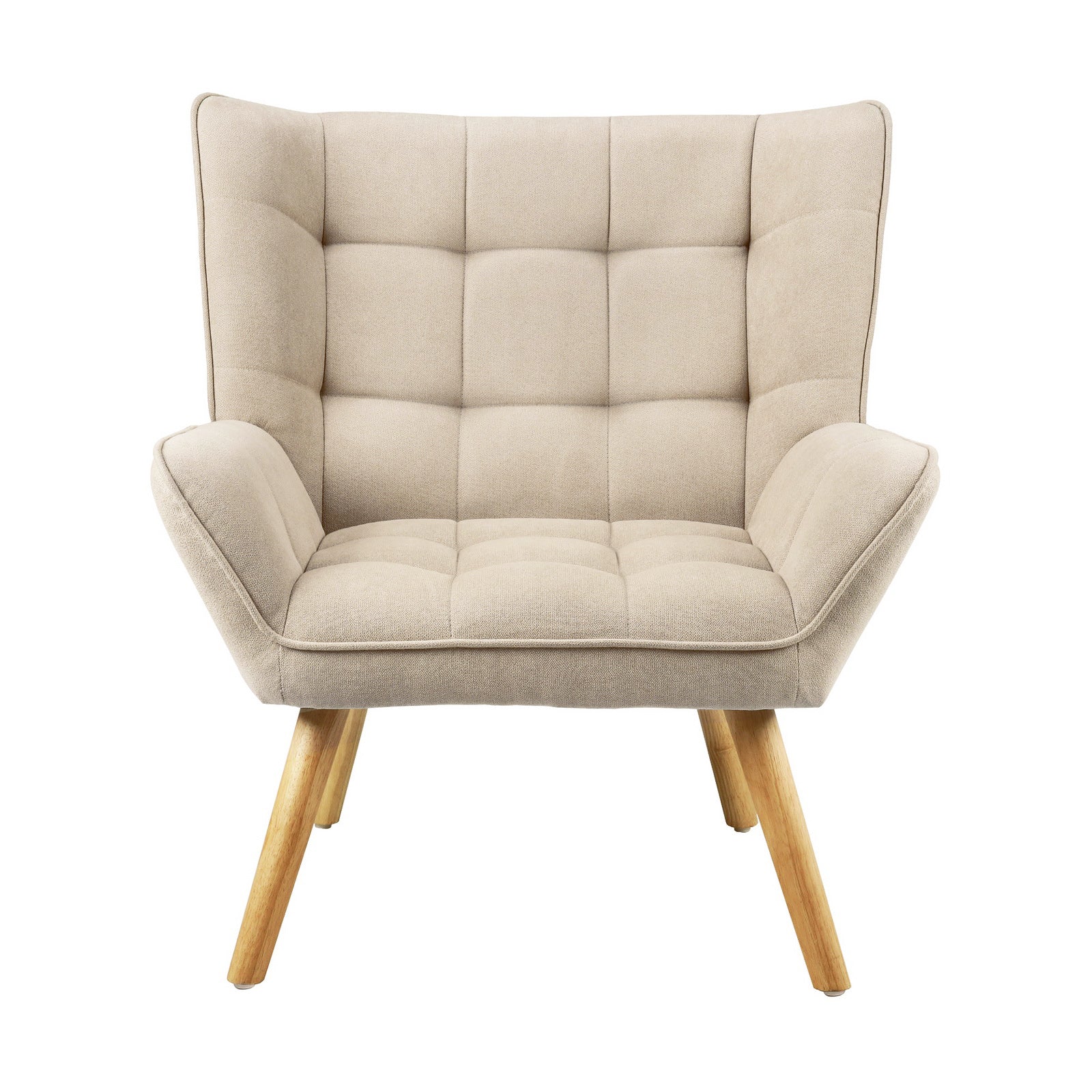 Oikiture Armchair Accent Chairs Sofa Lounge Fabric Upholstered Tub Chair Beige - Sunyee