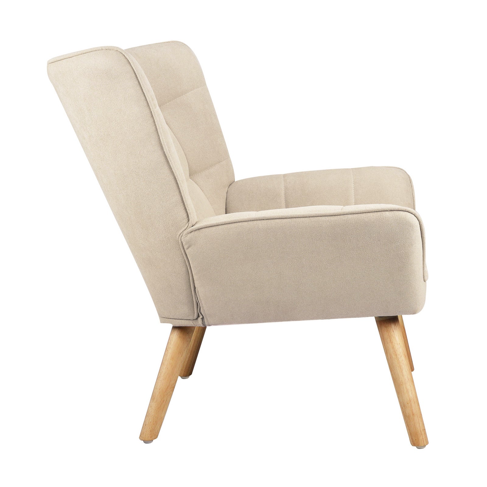 Oikiture Armchair Accent Chairs Sofa Lounge Fabric Upholstered Tub Chair Beige - Sunyee