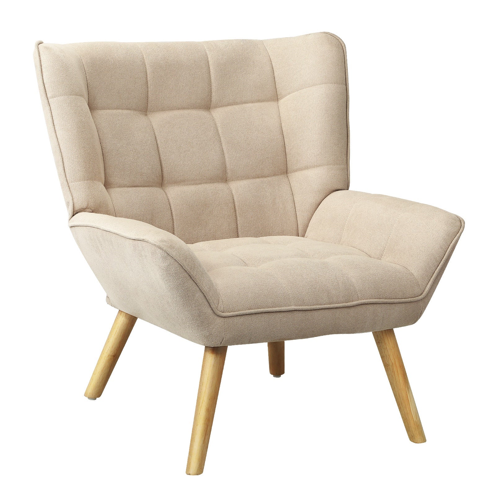 Oikiture Armchair Accent Chairs Sofa Lounge Fabric Upholstered Tub Chair Beige - Sunyee