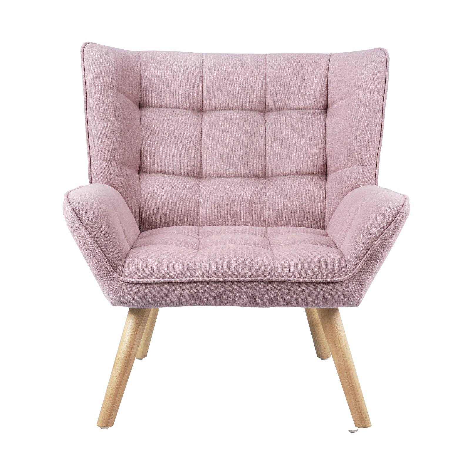 Oikiture Armchair Accent Chairs Sofa Lounge Fabric Upholstered Tub Chair Pink - Sunyee
