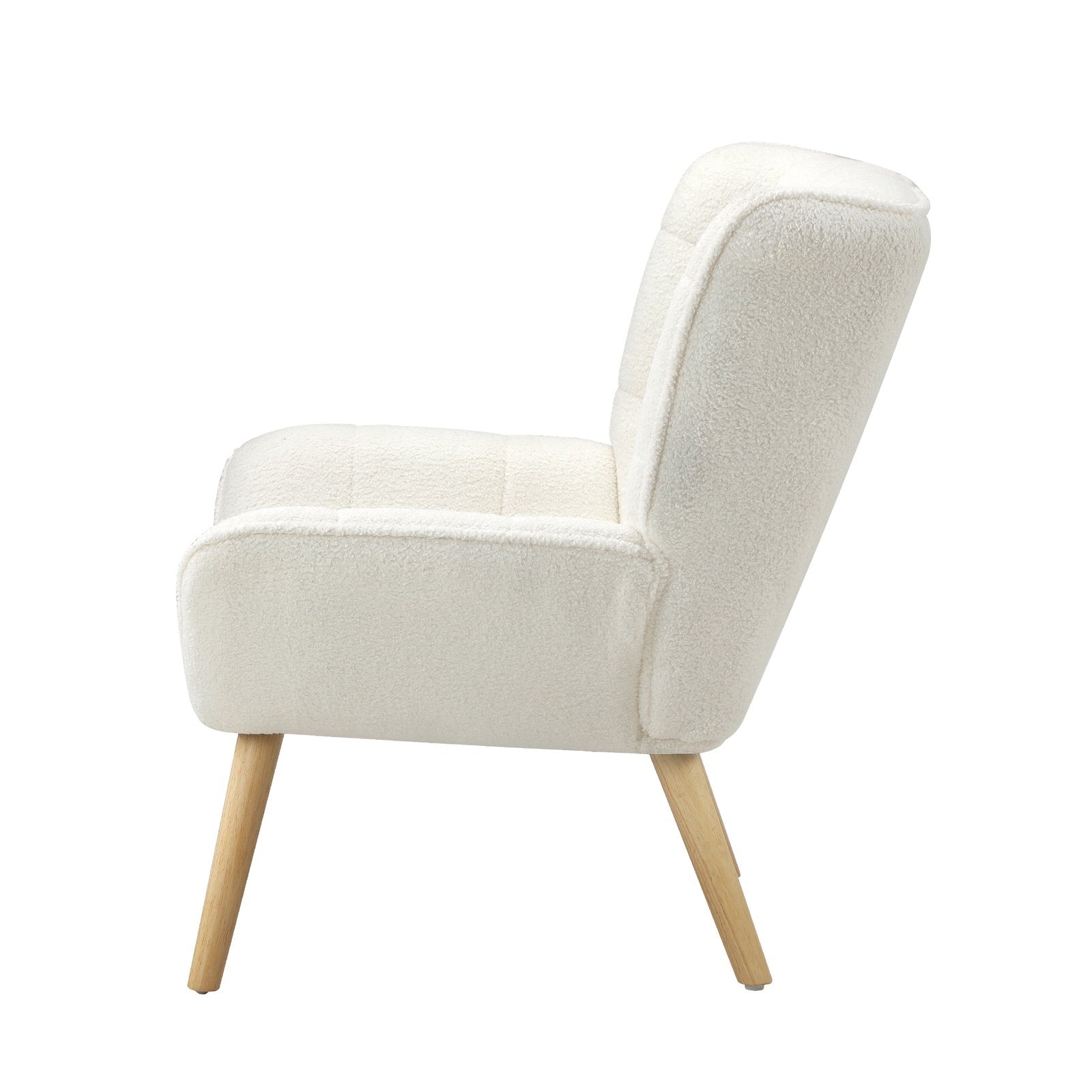 Oikiture Armchair Accent Chairs Sofa Lounge Sherpa Upholstered Tub Chair White - Sunyee