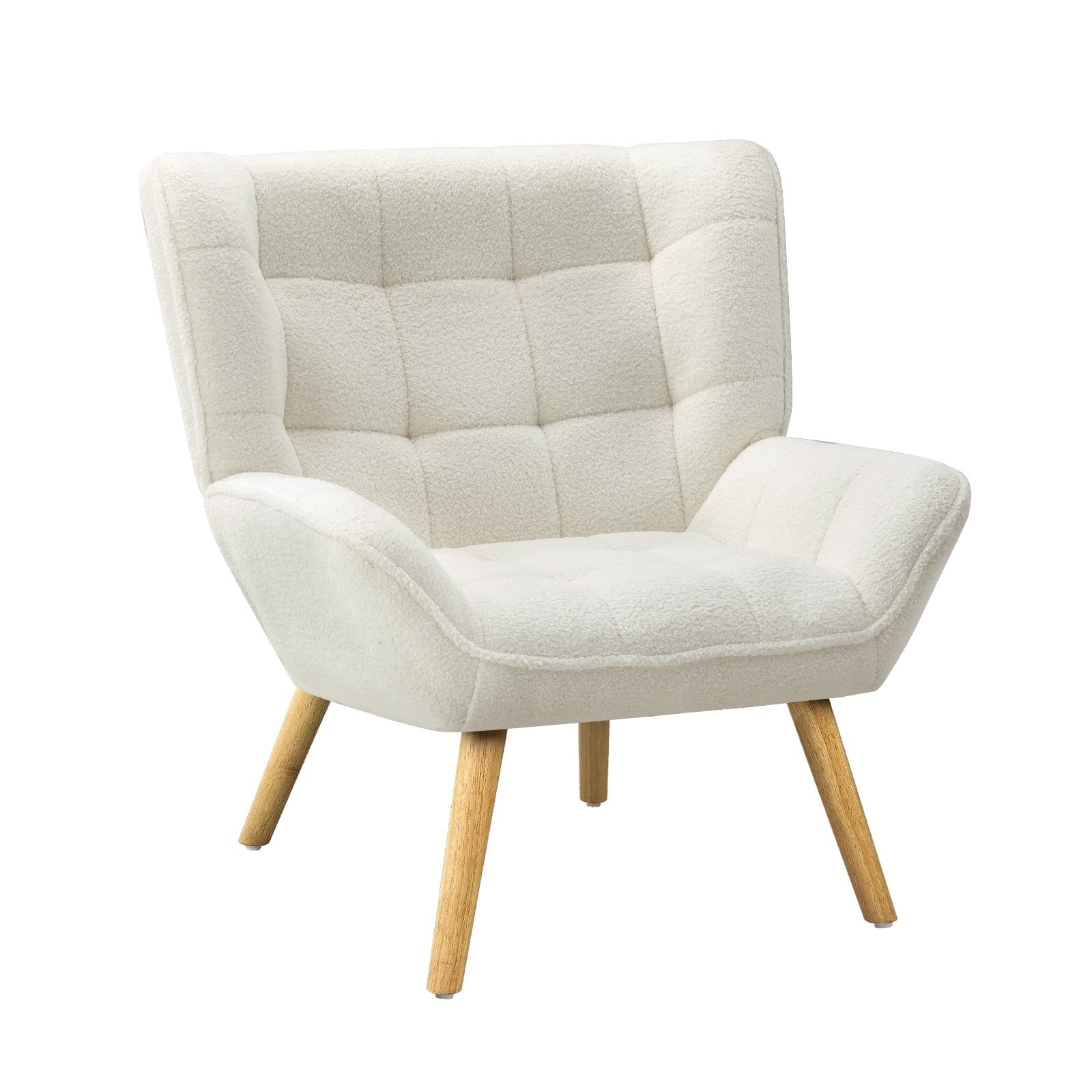 Oikiture Armchair Accent Chairs Sofa Lounge Sherpa Upholstered Tub Chair White - Sunyee