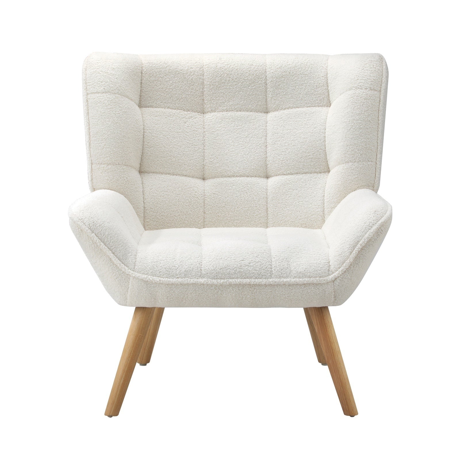 Oikiture 2x Armchair Accent Chairs Sofa Lounge Sherpa Upholstered Tub White - Sunyee