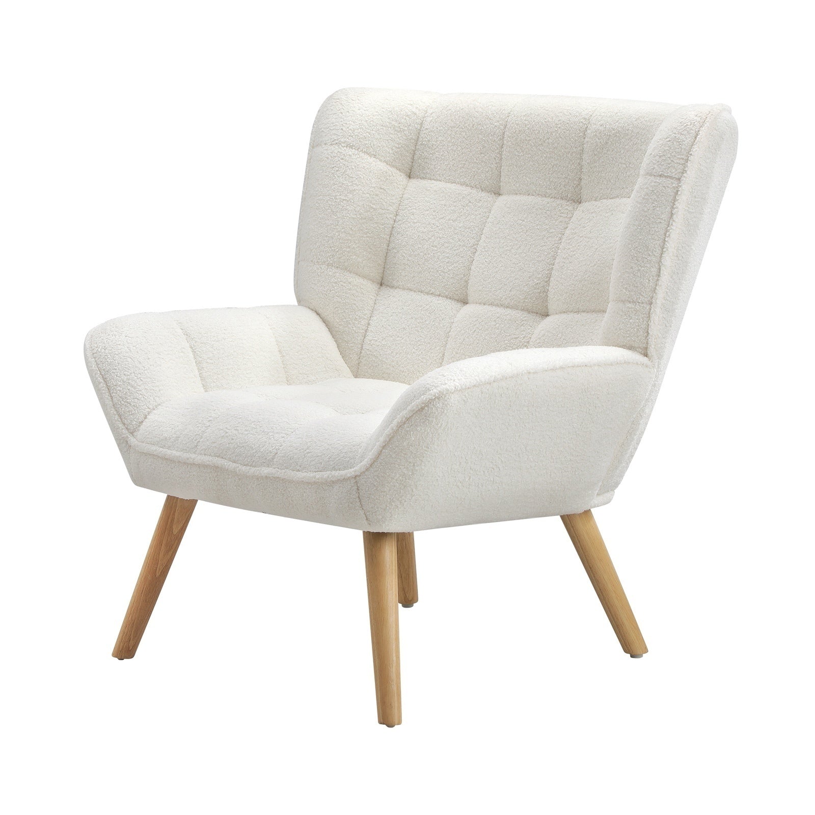Oikiture 2x Armchair Accent Chairs Sofa Lounge Sherpa Upholstered Tub White - Sunyee