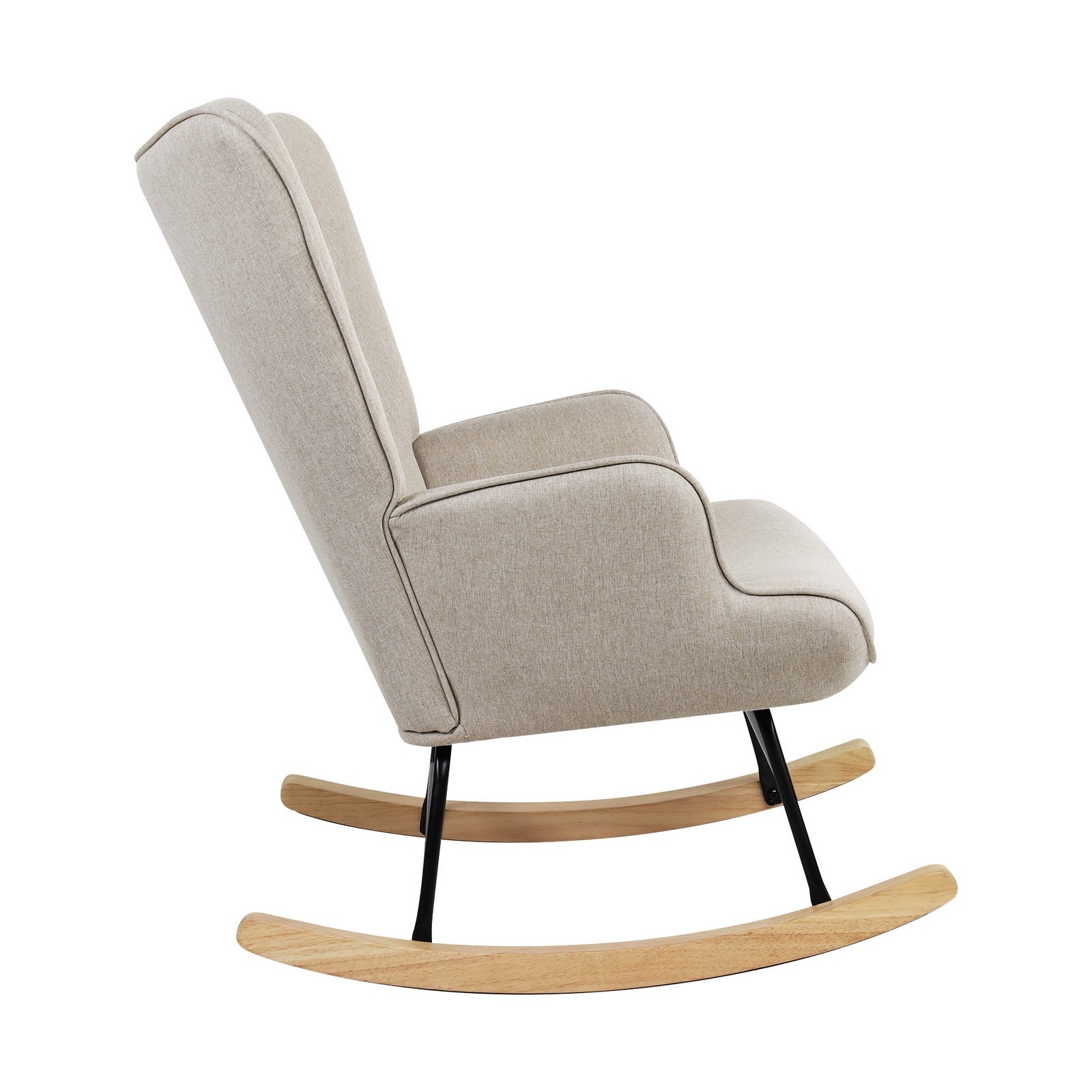 Oikiture Rocking Chair Nursing Armchair Velvet Accent Chairs Upholstered Beige - Sunyee