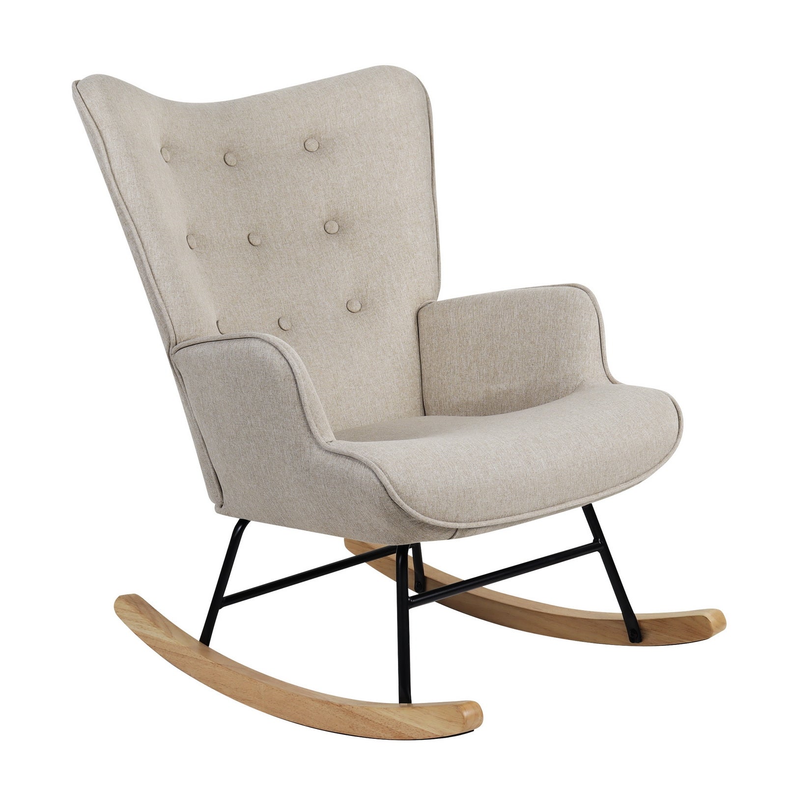 Oikiture Rocking Chair Nursing Armchair Velvet/Linen/Sherpa Accent Chairs - Sunyee