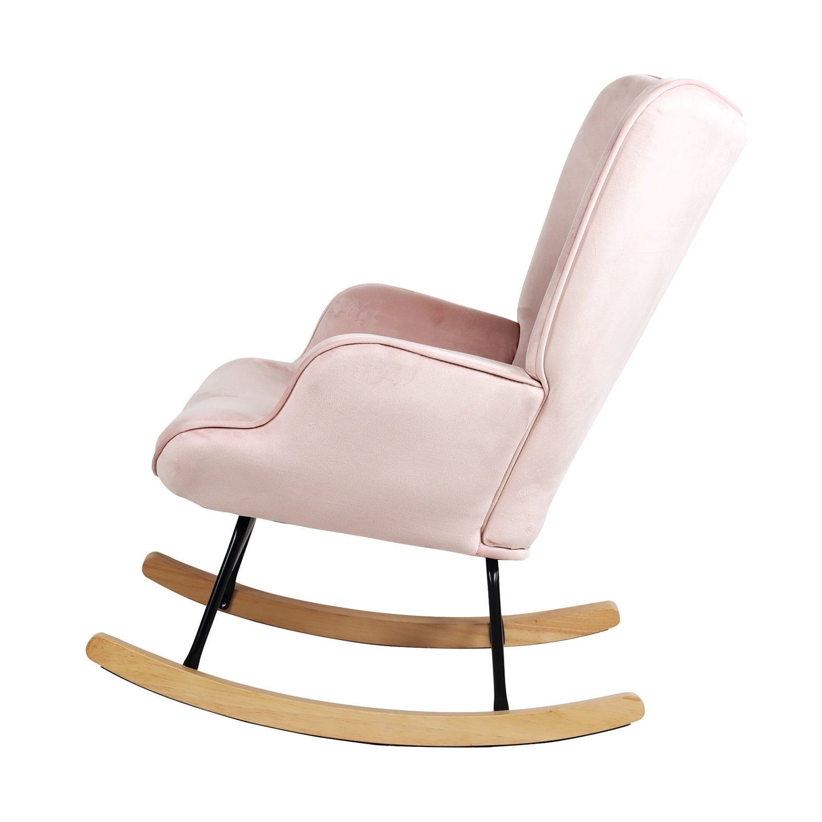 Oikiture Rocking Chair Nursing Armchair Velvet/Linen/Sherpa Accent Chairs - Sunyee