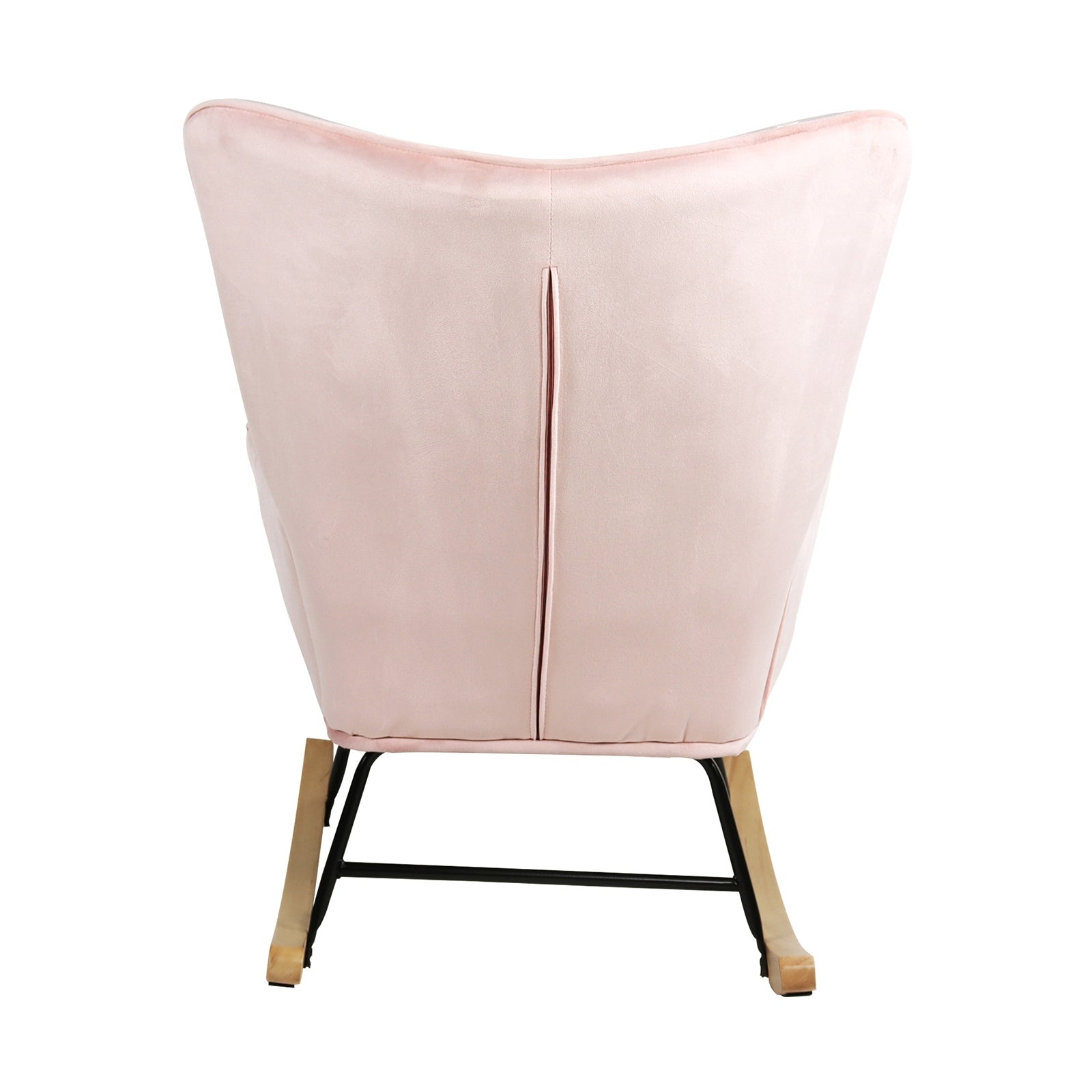 Oikiture Rocking Chair Armchair Velvet Accent Chairs Fabric Upholstered Pink - Sunyee
