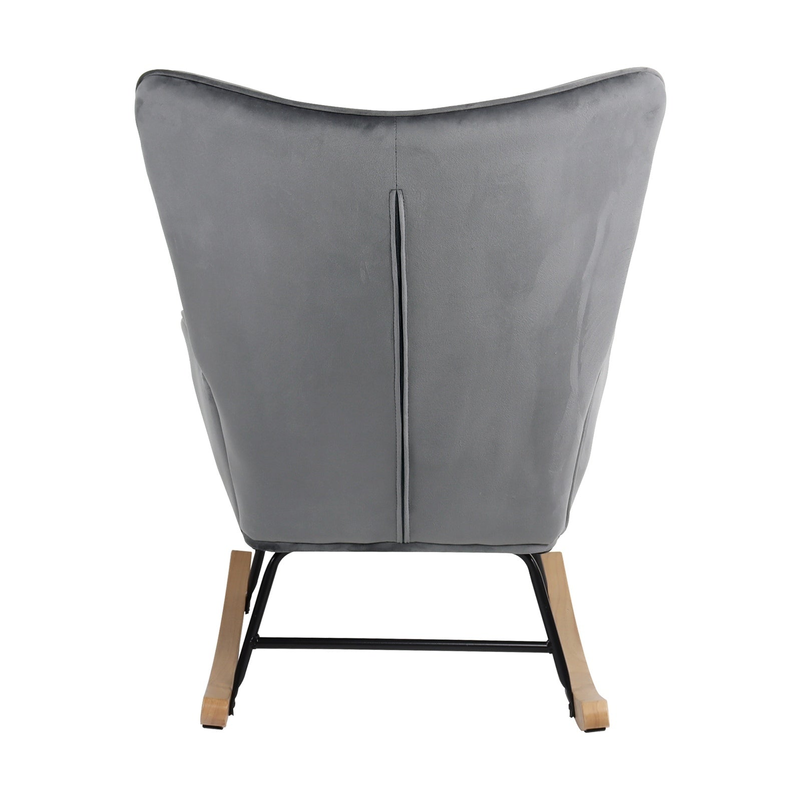 Oikiture Rocking Chair Nursing Armchair Velvet Accent Chairs Upholstered Grey - Sunyee