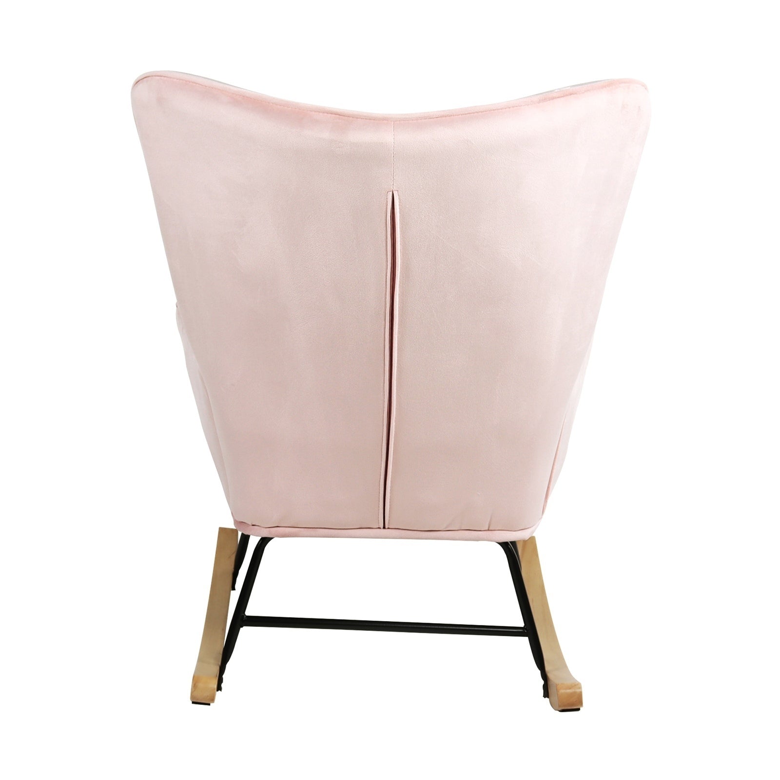 Oikiture Rocking Chair Nursing Armchair Velvet Accent Chairs Upholstered Pink - Sunyee