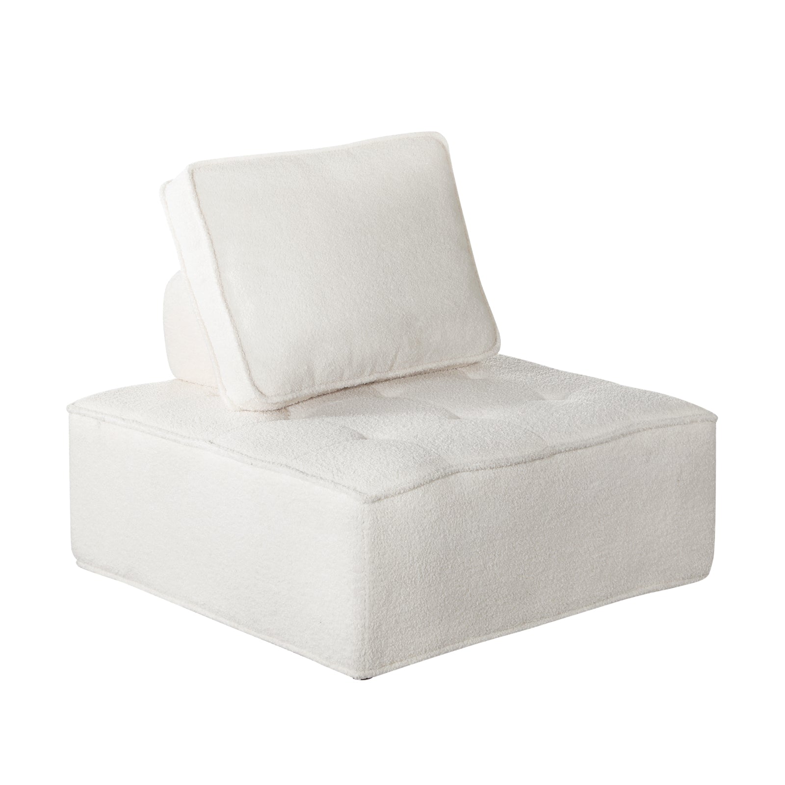 Oikiture Modular Sofa Lounge Chair Armless Adjustable Back Cushion Sherpa White - Sunyee
