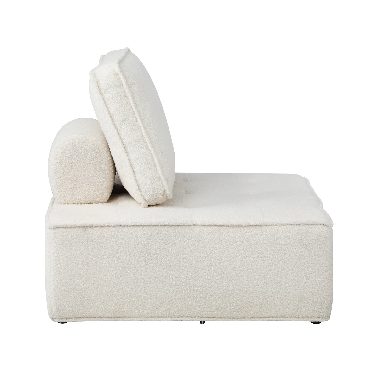 Oikiture Modular Sofa Lounge Chair Armless Adjustable Back Cushion Sherpa White - Sunyee