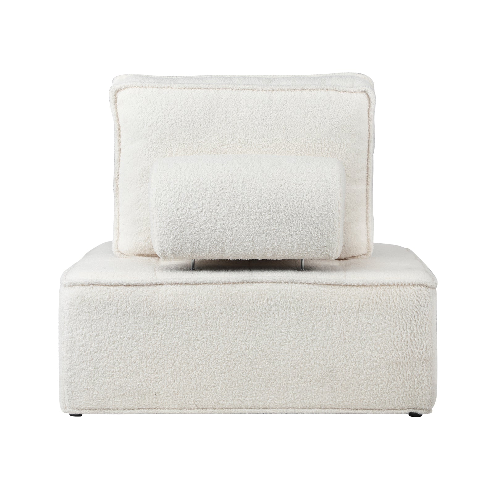 Oikiture Modular Sofa Lounge Chair Armless Adjustable Back Cushion Sherpa White - Sunyee