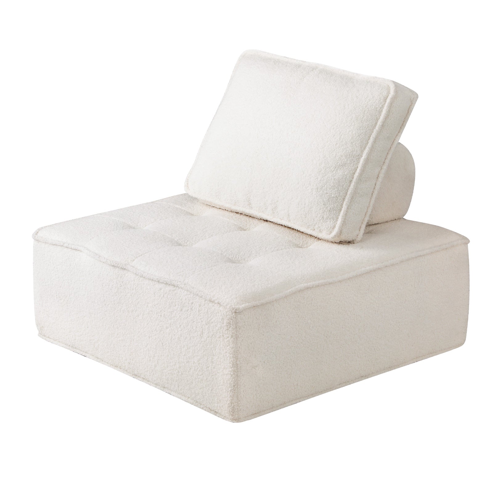 Oikiture Modular Sofa Lounge Chair Armless Adjustable Back Cushion Sherpa White - Sunyee