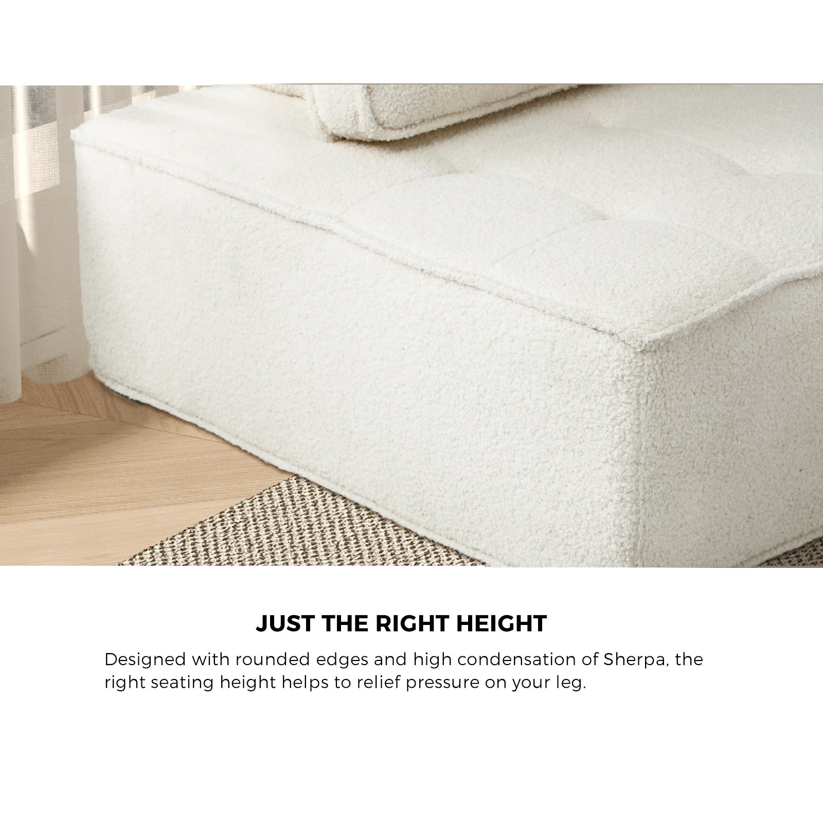 Oikiture 2PCS Modular Sofa Lounge Chair Armless TOFU Back Sherpa White - Sunyee