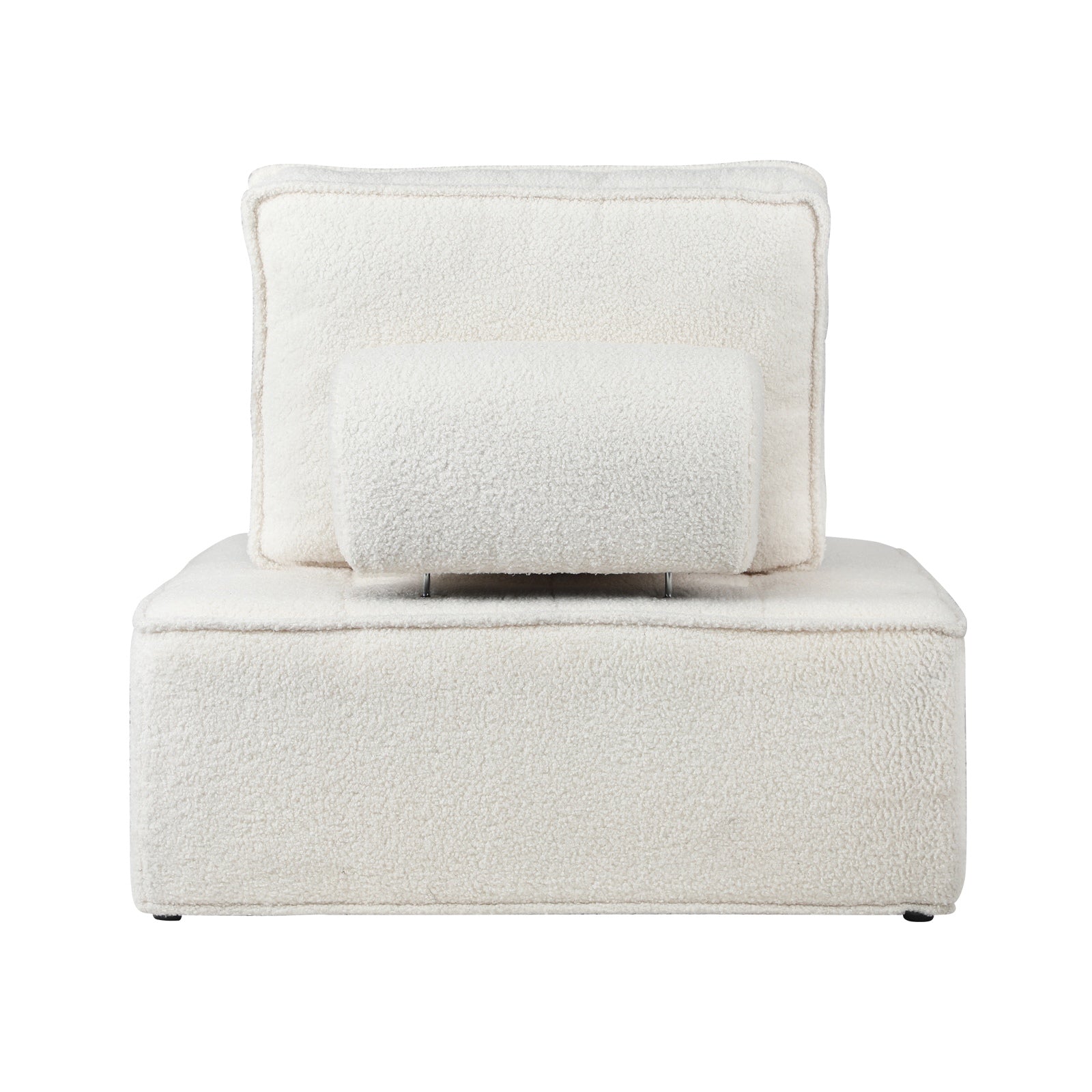 Oikiture 3PCS Modular Sofa Lounge Chair Armless TOFU Back Sherpa White - Sunyee