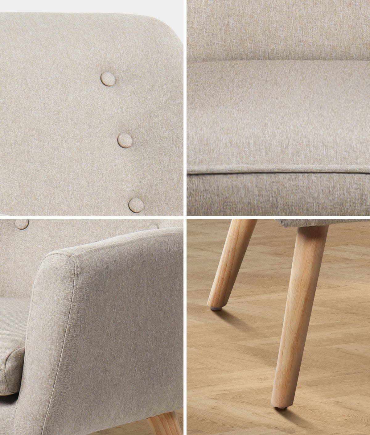 Oikiture Armchair Lounge Chair Linen Accent Armchairs Tub Chairs Sofa Beige - Sunyee