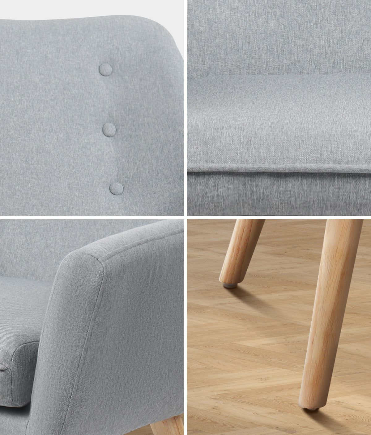 Oikiture Armchair Lounge Chair Linen Accent Armchairs Tub Chairs Sofa Grey - Sunyee