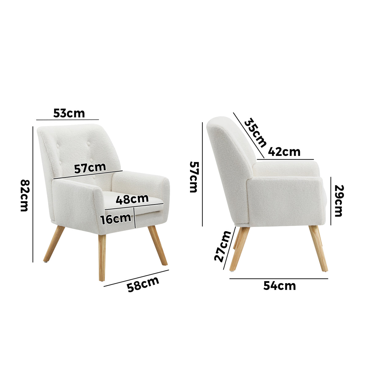 Oikiture Armchair Lounge Chair Linen/Sherpa Accent Armchairs Tub Chairs Sofa - Sunyee