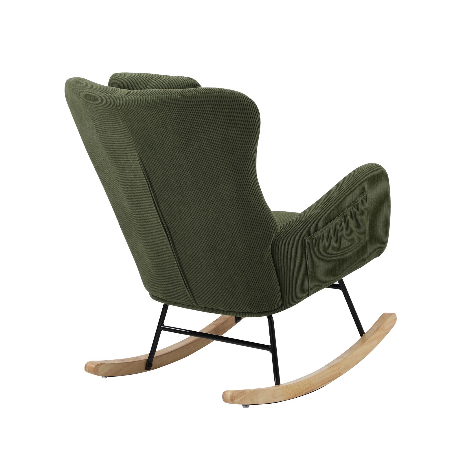 Oikiture Rocking Chair Nursing Armchair Velvet Accent Chairs With 2 Pillow Green - Sunyee
