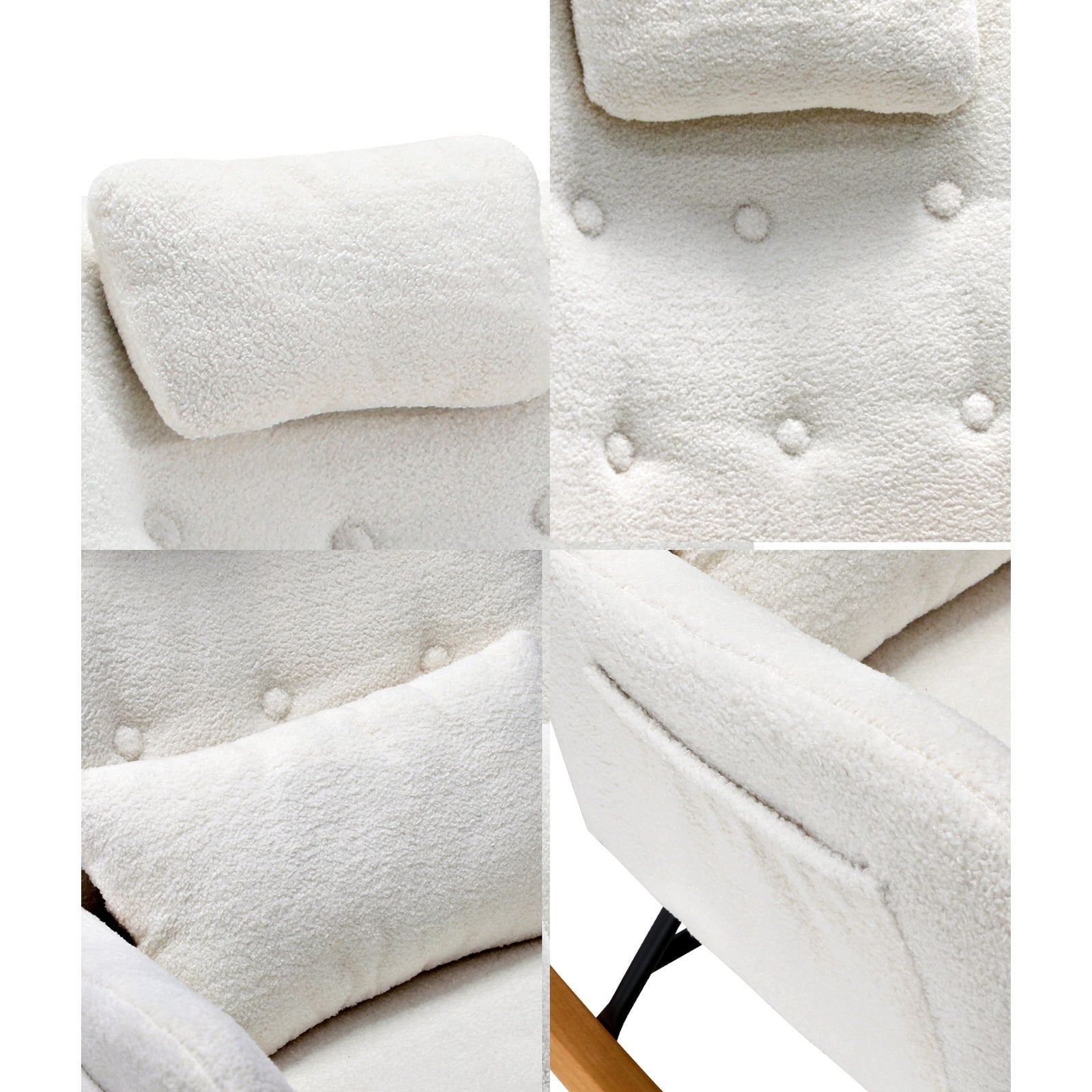 Oikiture Rocking Chair Nursing Armchair Sherpa Accent Chairs With 2 Pillow White - Sunyee