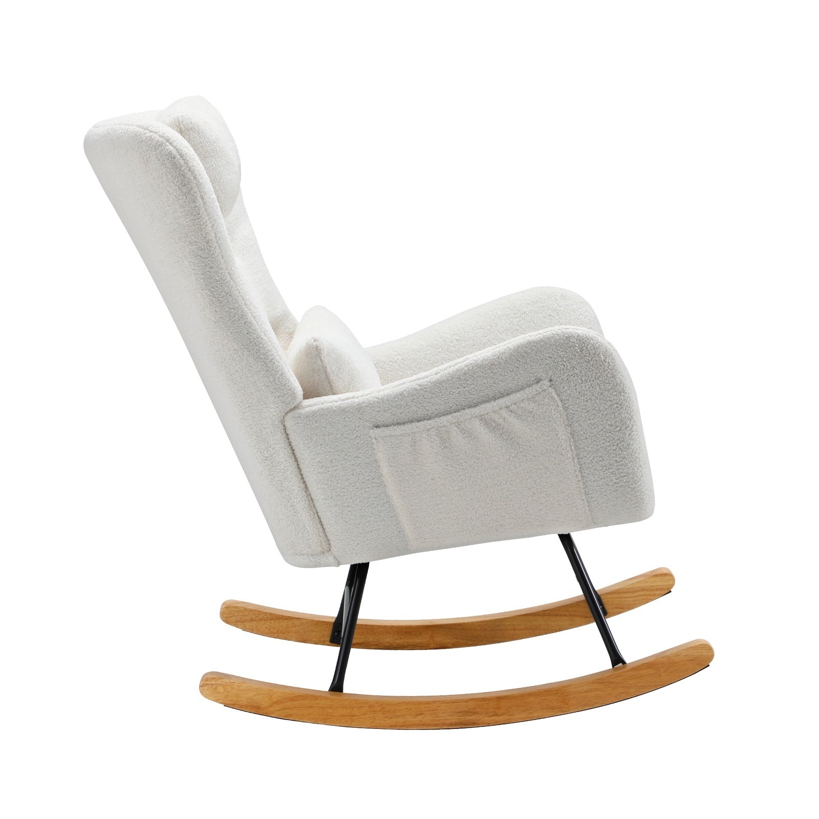 Oikiture Rocking Chair Nursing Armchair Sherpa Accent Chairs With 2 Pillow White - Sunyee