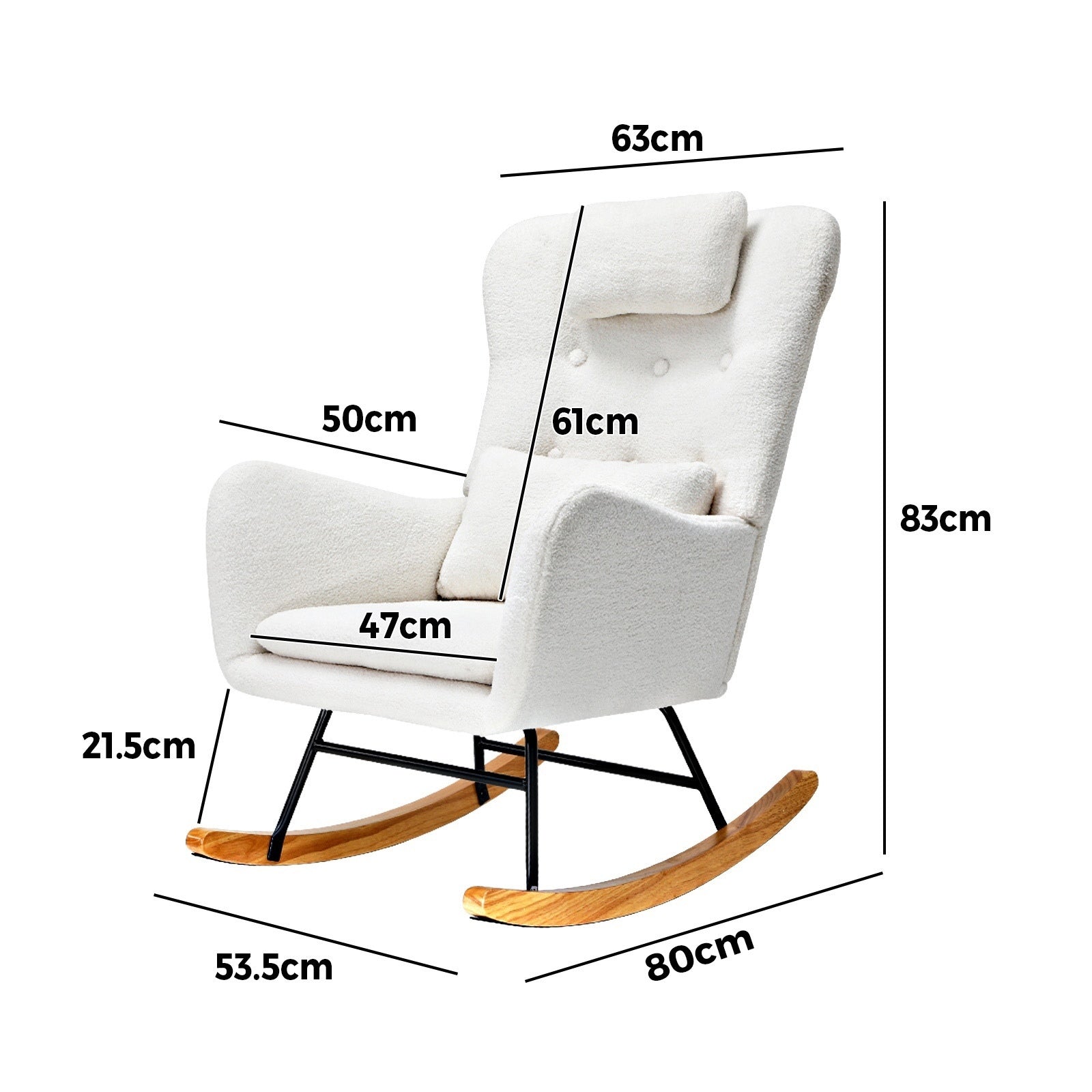 Oikiture Rocking Chair Nursing Armchair Sherpa Accent Chairs With 2 Pillow White - Sunyee