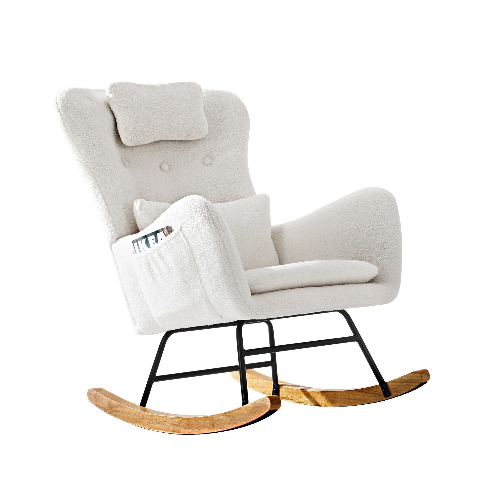 Oikiture Rocking Chair Nursing Armchair Sherpa Accent Chairs With 2 Pillow White - Sunyee