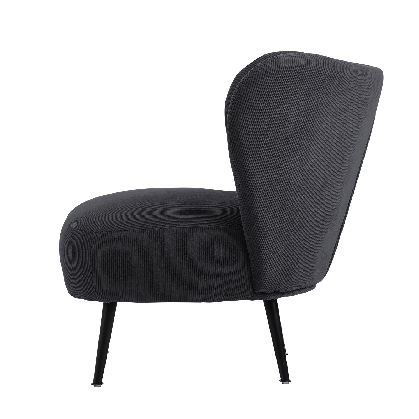 Oikiture Armchair Lounge Chair with Lumbar Pillow Wingback Velvet Charcoal - Sunyee