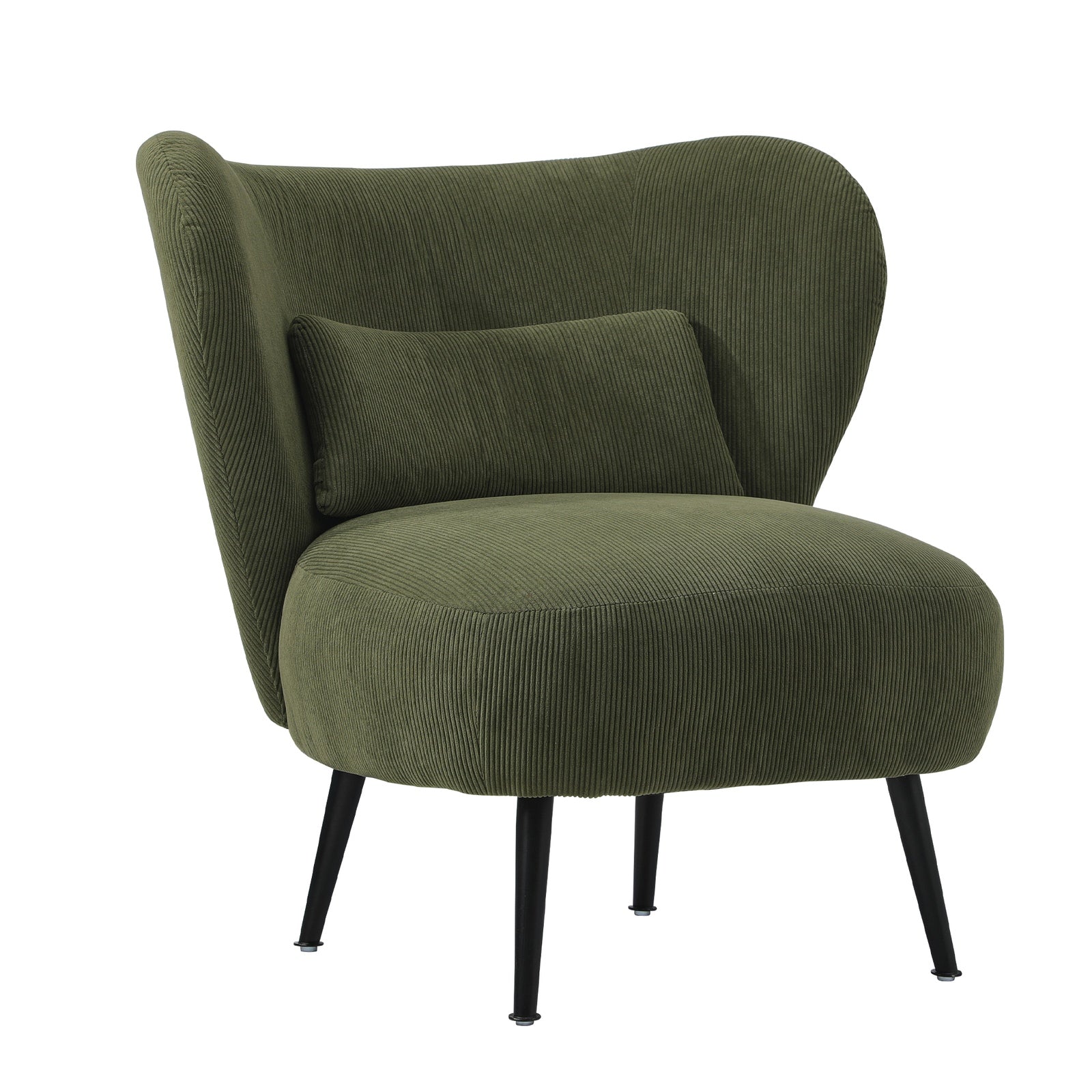 Oikiture Armchair Lounge Chair with Lumbar Pillow Wingback Velvet Green - Sunyee