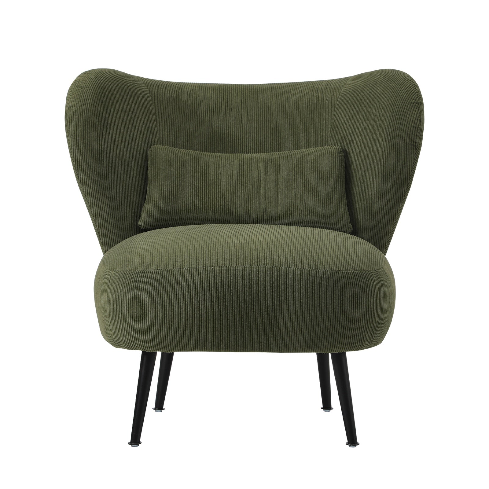 Oikiture Armchair Lounge Chair with Lumbar Pillow Wingback Velvet Green - Sunyee