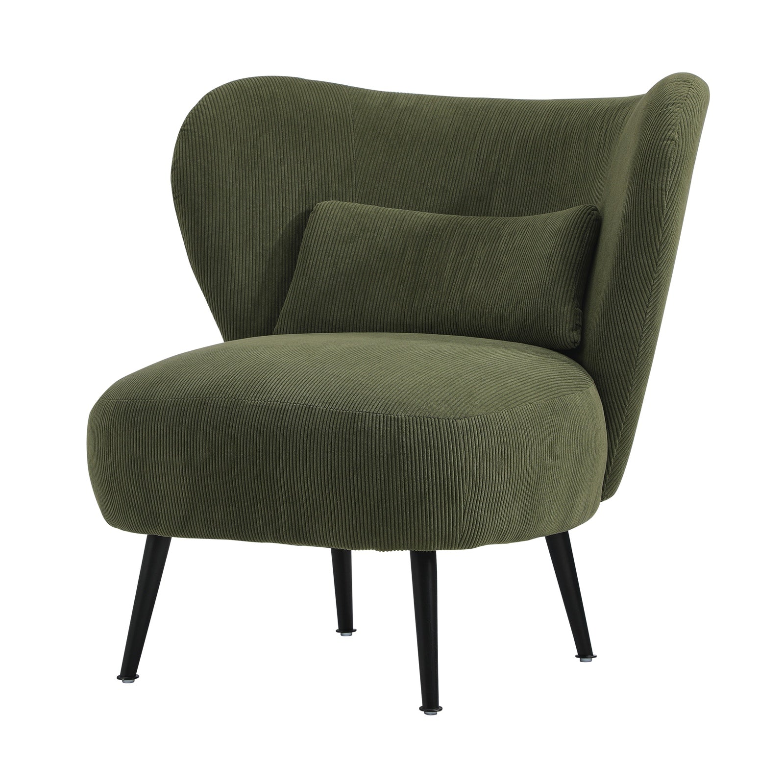Oikiture Armchair Lounge Chair with Lumbar Pillow Wingback Velvet Green - Sunyee