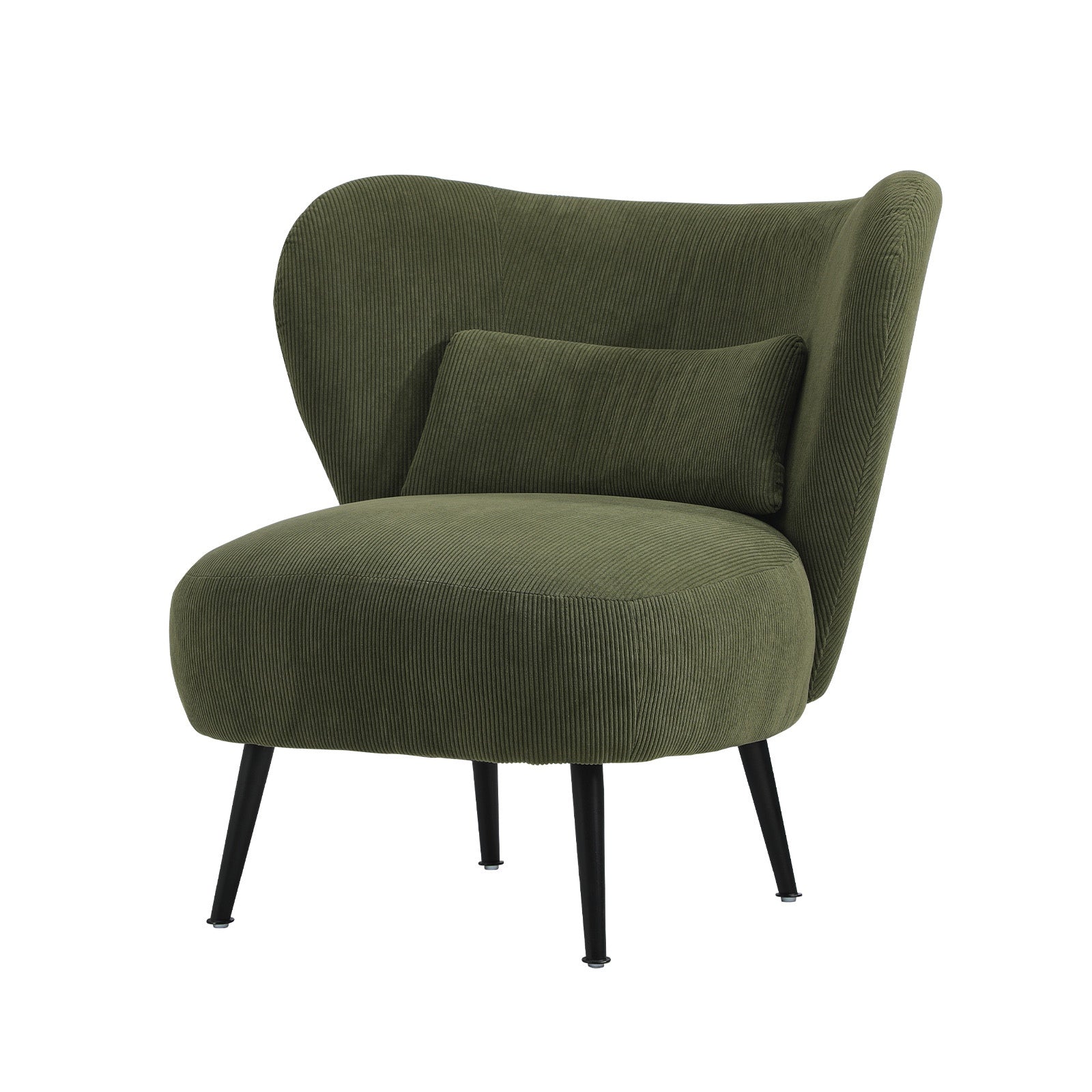 Oikiture Armchair Lounge Chair with Lumbar Pillow Wingback Velvet Green - Sunyee