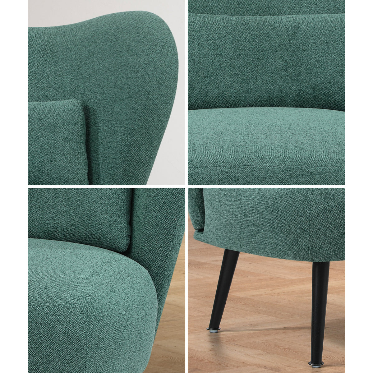Oikiture Armchair Lounge Chair with Lumbar Pillow Wingback Polyester linen Green - Sunyee