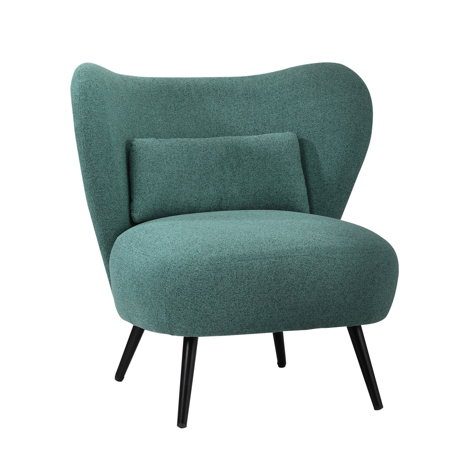 Oikiture 2x Armchair Lounge Chair with Lumbar Pillow Wingback Linen Green - Sunyee