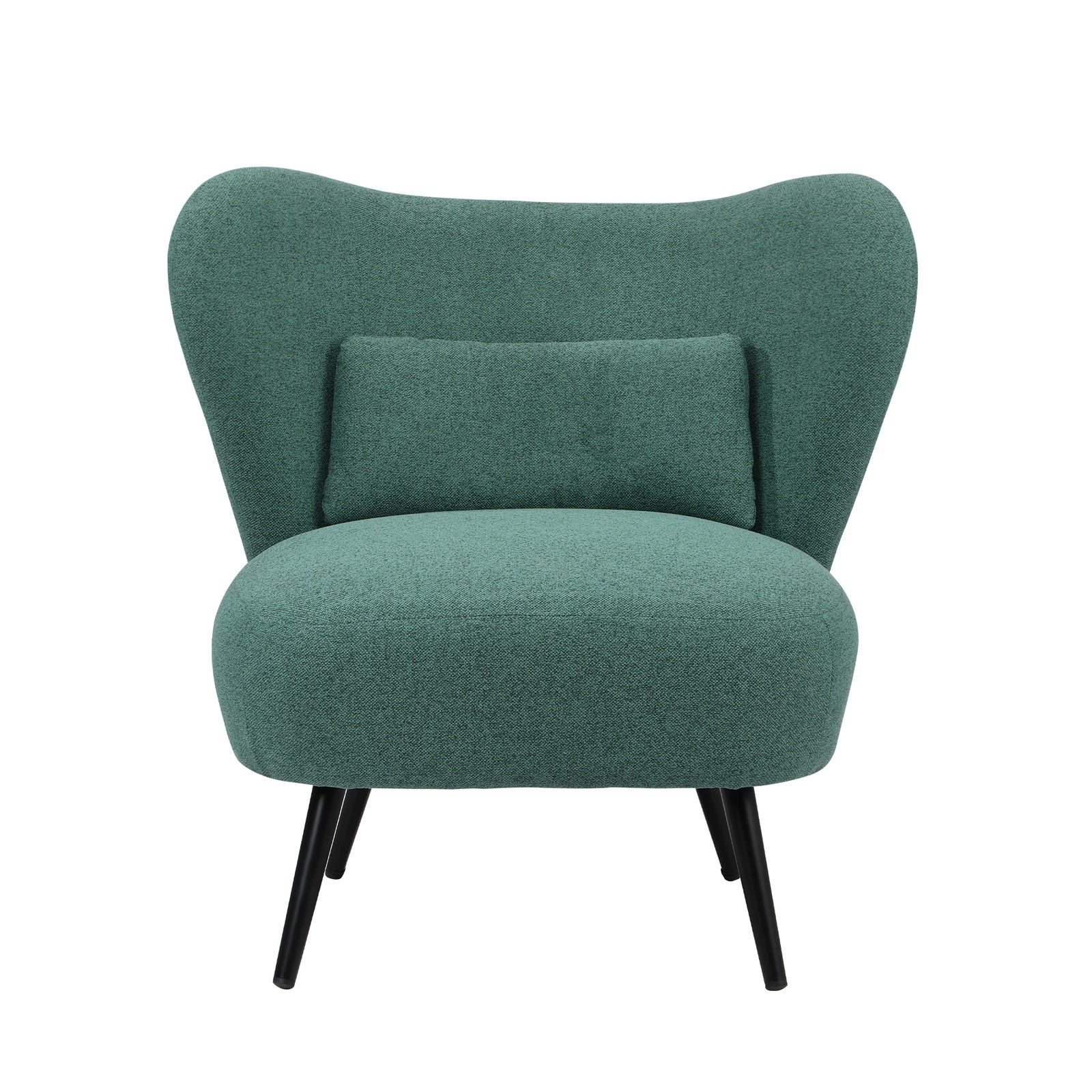 Oikiture 2x Armchair Lounge Chair with Lumbar Pillow Wingback Linen Green - Sunyee