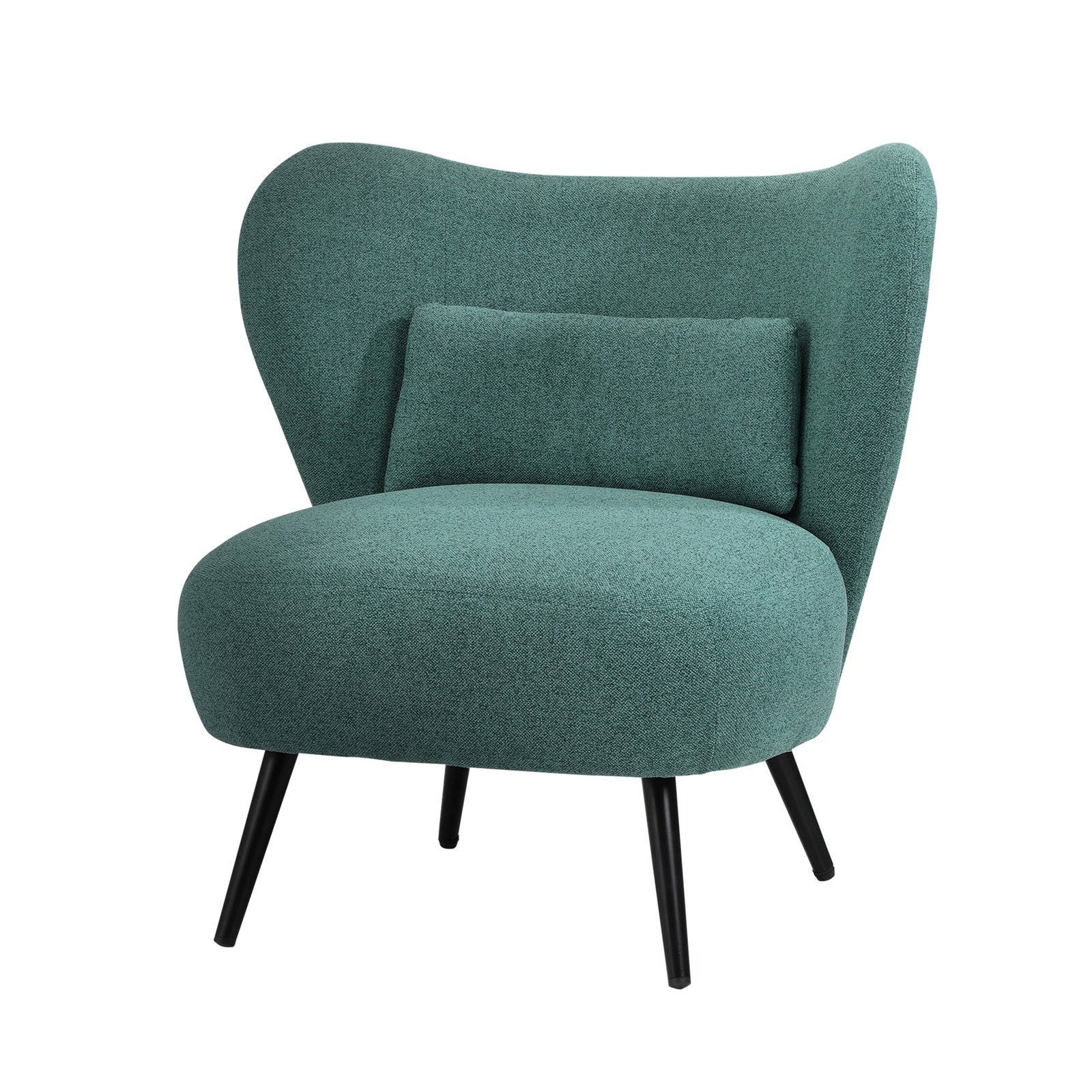 Oikiture 2x Armchair Lounge Chair with Lumbar Pillow Wingback Linen Green - Sunyee