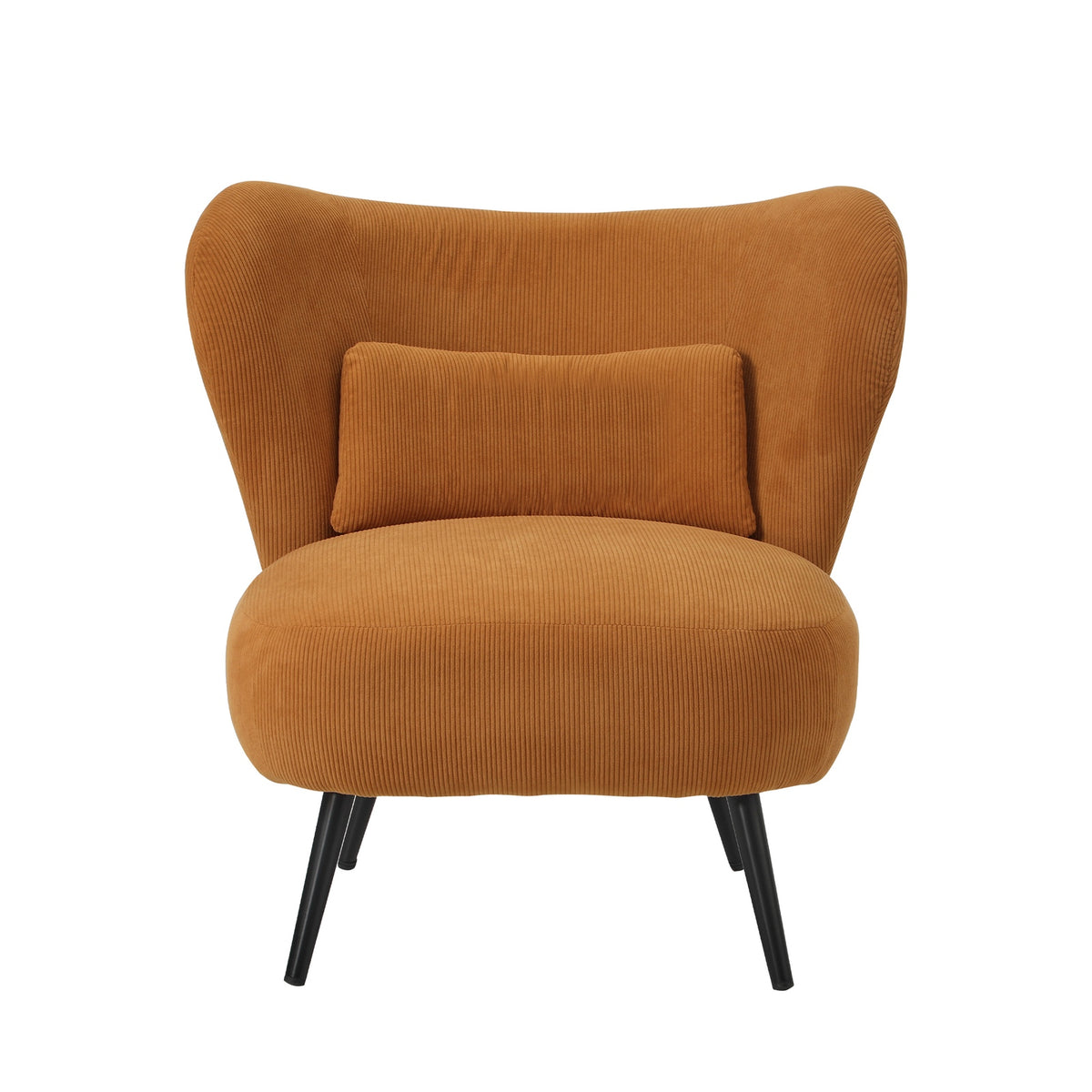 Oikiture Armchair Lounge Chair with Lumbar Pillow Wingback Velvet Orange - Sunyee