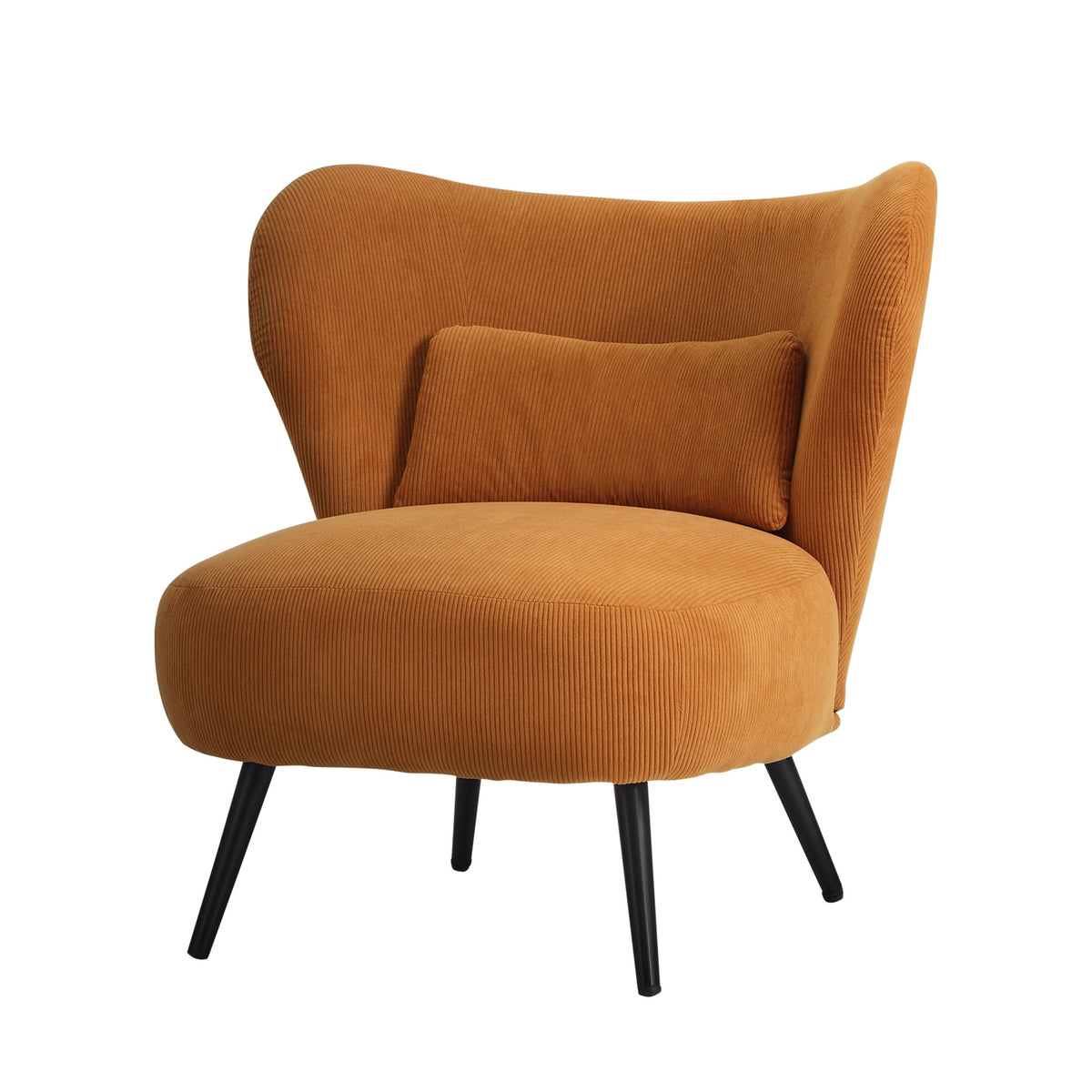 Oikiture Armchair Lounge Chair with Lumbar Pillow Wingback Velvet Orange - Sunyee