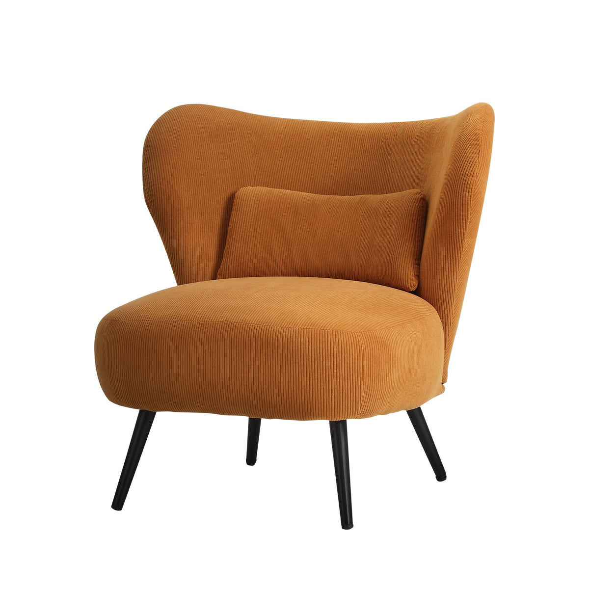 Oikiture Armchair Lounge Chair with Lumbar Pillow Wingback Velvet Orange - Sunyee